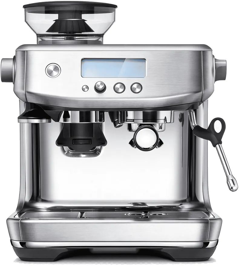 Stainless steel espresso machine with steam wand for milk frothing