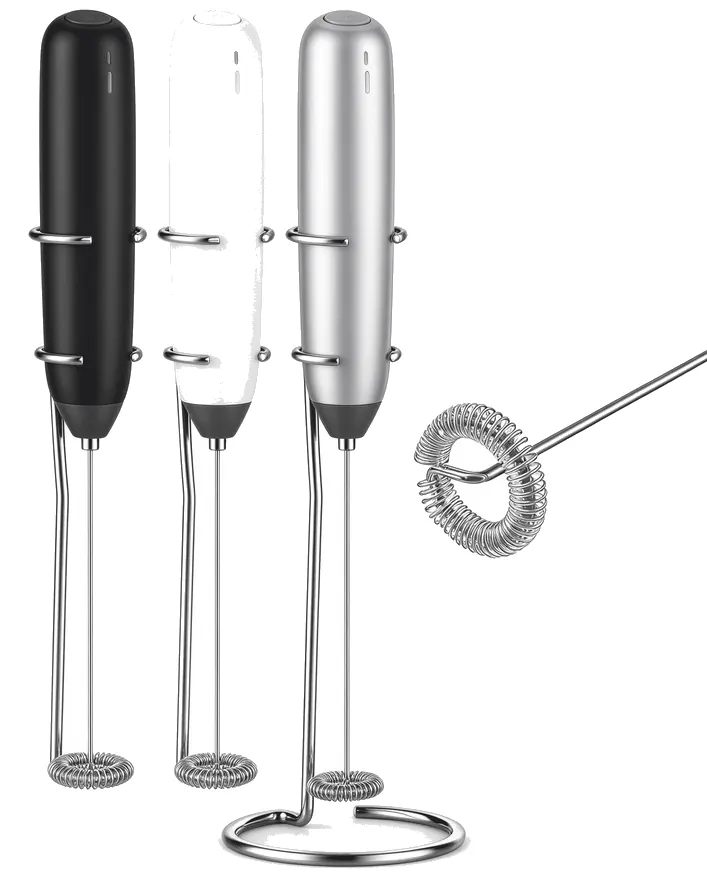 Electric milk frother and heater set with whisk attachments