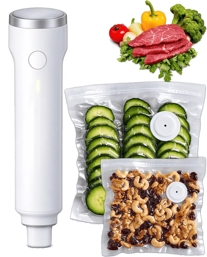 Vacuum sealing system with handheld sealer and storage bags