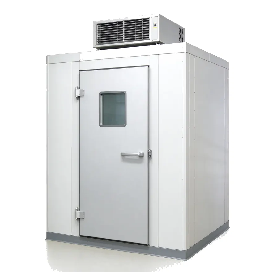Modular walk-in cold room, also available with glass doors and mobile casters